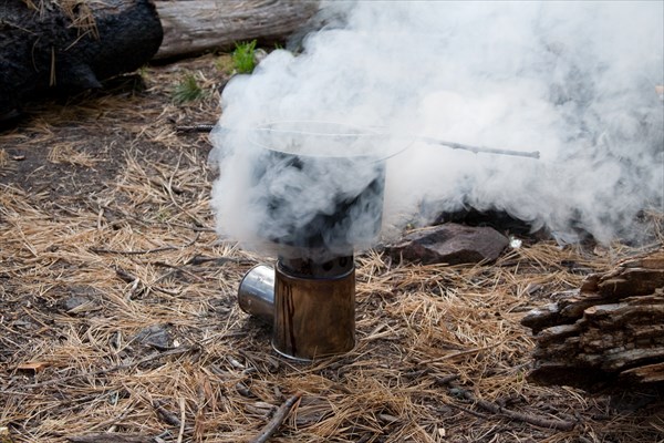 Походная турбопечка разгорается